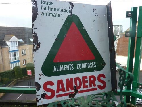 SANDERS ADVERTISING  ENAMEL SIGN VINTAGE COLLECTIBLE  FRENCH DOUBLE SIDED