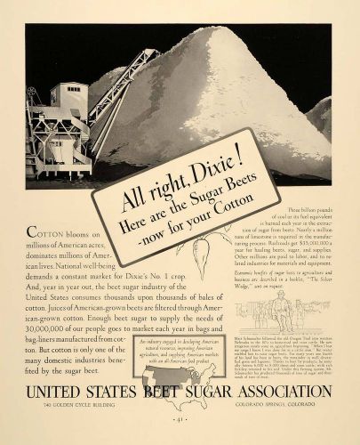 1937 Ad United States Beet Sugar Cotton Agriculture - ORIGINAL ADVERTISING FTT9