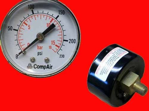 Comp -air 1/8&#034; npt air pressure gauge 0-200 psi  compair compressor rear mount for sale