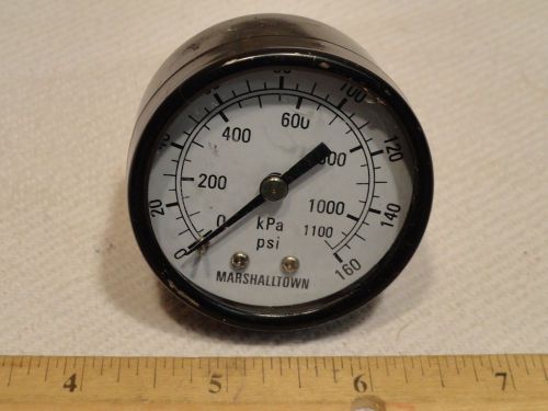 Marshalltown pressure gauge 0-160 psi 0-1100 kpa 3/8&#034; center back mount 2&#034; dial for sale