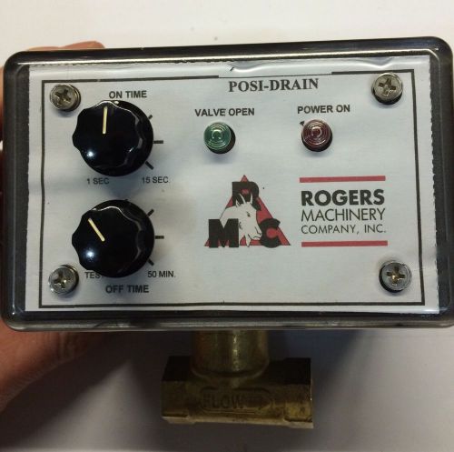 Rogers machinery posi-drain pd7020 timer drain valve 120 vac, 60 hz, 30w 200 psi for sale