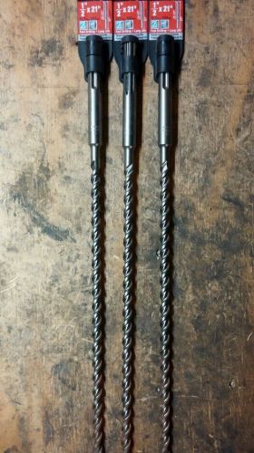 3) Milwaukee .5 by 21 inch SDS Max concrete drill bits