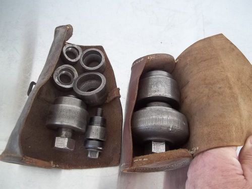 Group of Vintage Greenlee Conduit Knockout Punches 1/2&#034; to 2&#034; In Leather Cases