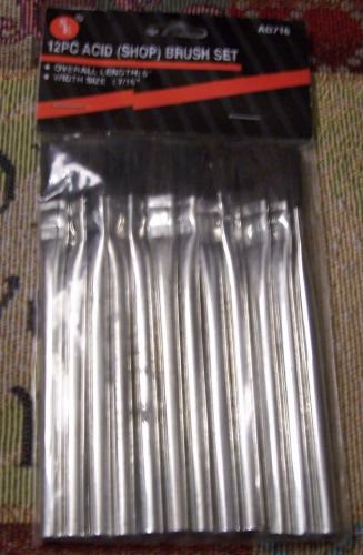 12 PC. ACID (SHOP) BRUSH SET LENGTH 6 INCHES WIDTH SIZE 7/16 INCH NEW IN PACKAGE