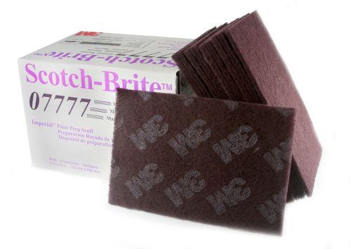 3M 7777 07777 (1/4 Box - 5 pads) Paint Prep Scuff Hand Pad Maroon Scotch-Brite