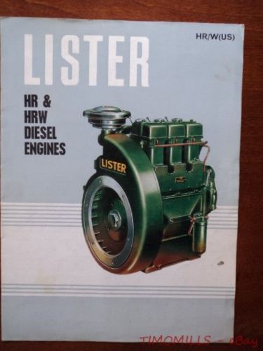 1970 Lister HR HRW Diesel Engine Catalog Brochure Vintage Hawker Siddeley UK