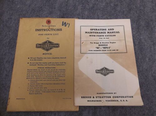 Briggs &amp; stratton gasoline engine models wi &amp; wipr-6 operating manual 16997 for sale