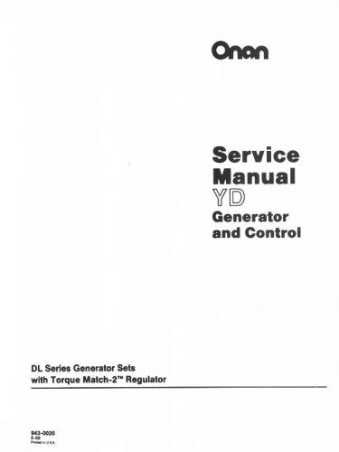 Onan yd dl series generator and control service manual for sale