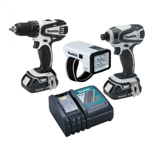 Makita lct306w 18-volt compact li-ion cordless 3-piece kit - impact driver drill for sale