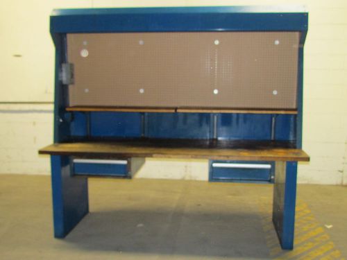 Heavy duty industrial workstation workbench 96x34x87&#034; 2 drawer w/butcher block for sale