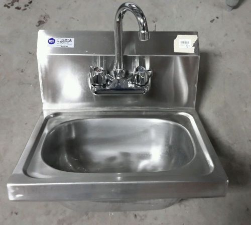 Used royal industries 15&#034; stainless steel hand sink with faucet ***looks new!!! for sale