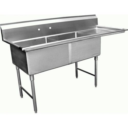 2 Compartment Sink 24&#034;x 24&#034; w/ Right 24&#034; Drainboard NSF