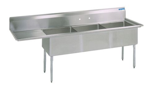 Commercial Stainless Steel (3) Three Compartment Sink 98.5 x 30