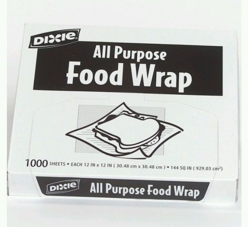 Dixie All Purpose Food Sandwich Deli Wrap 12 x 12 - 1000 Sheets - Microwaveable
