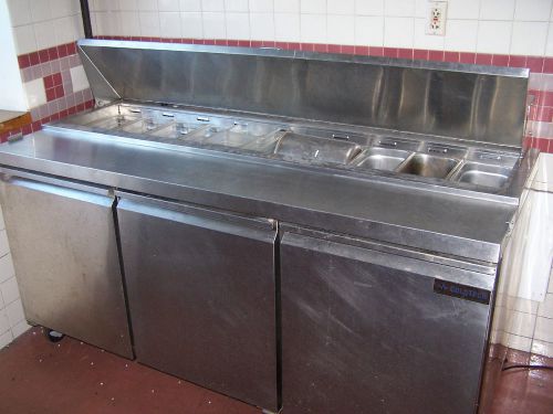 Used cold tech sandwich prep table nsf 3 doors refrigerator kitchen stainless for sale