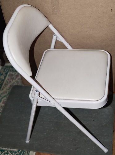 Metal folding chairs(gray)padded vinyl seat &amp; back(lot of 2) local pickup-dallas for sale