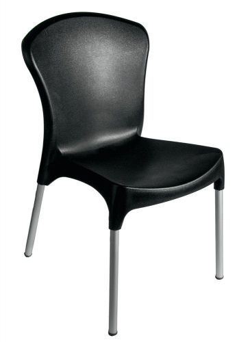 New Lola Commercial Stacking Aluminum / Resin Outdoor Dining Side Chair - Black