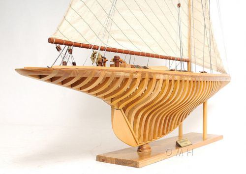 Shamrock V Exposed Ribs Open Hull Wood Model 38&#034; America&#039;s Cup Yacht Sailboat