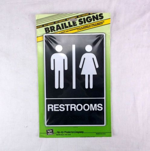 Braille Restroom Sign Unisex Male Female HY-KO Product Made in USA 9&#034; x 6&#034;