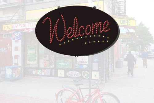 &#034;Welcome&#034; LED Sign: Club Restaurant Church Business, 27&#034; x 15&#034;, High Visibility