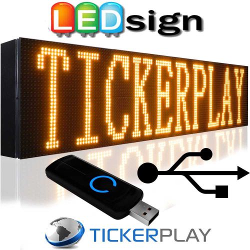 Led sign programmable outdoor scrolling message amber color display 78&#034;x 12&#034; for sale