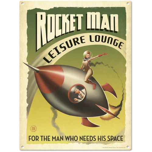 Man Cave Rocket Man Lounge Metal Wall Art