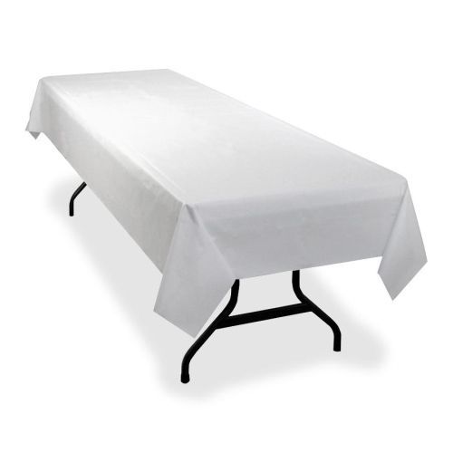Genuine Joe 10324 300-Ft. X 40-In. Banquet Style Plastic Table Cover, White