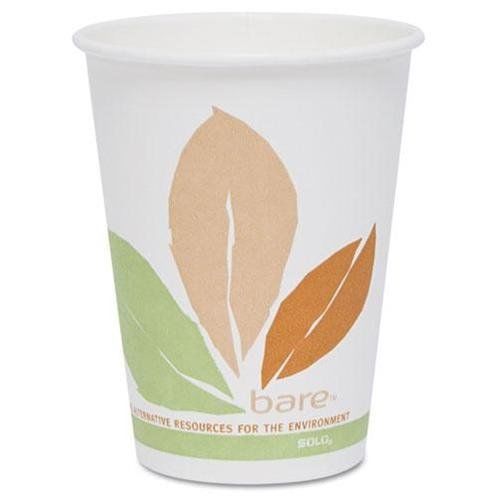 SOLO CUPS OF8PLAJ7234 Bare Pla Hot Cups, White W/leaf Design, 8 Oz., 500/carton