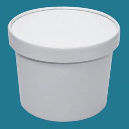 64 oz White Paper Gallon Ice Cream To Go Containers with Lids - 252 / case