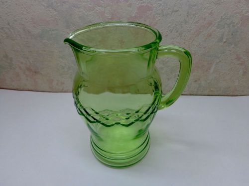 Vintage vaseline uranium water glass pitcher diamond margarita beer sangria vgc for sale