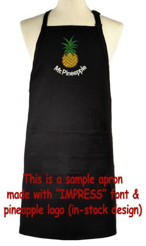 Personalized Black bib apron 34&#034; custom embroidery NEW