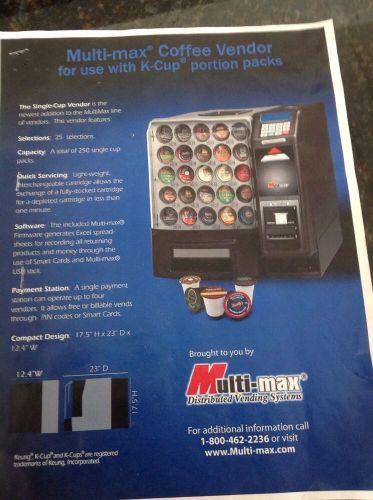 Multi-max coffee vendor for use with k-cup portion packs for sale