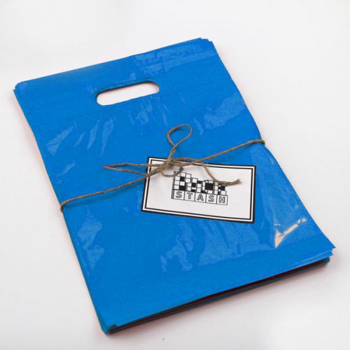 500 16x18 royal blue plastic retail die-cut handle merchandise bag - boutique for sale