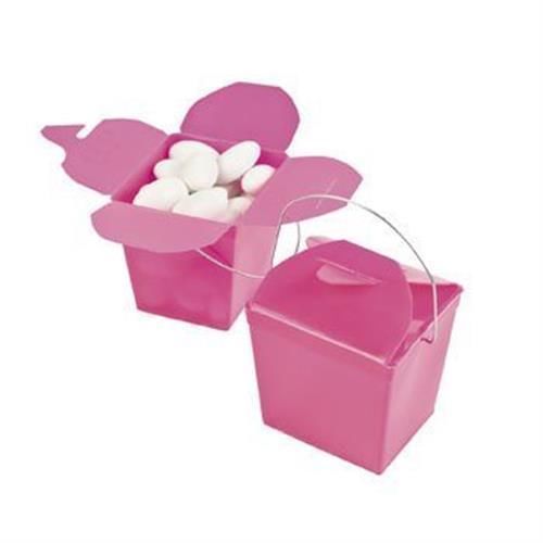 Dozen 2 1/2&#034; Plastic Hot Pink Take Out Boxes