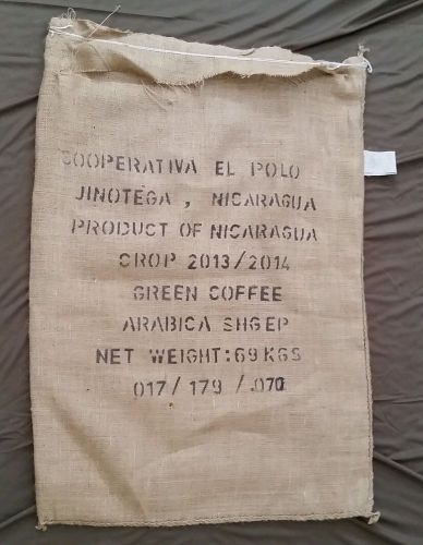Used burlap jute coffee sacks bags &#034;product of nicaragua&#034; approx 38x28 for sale