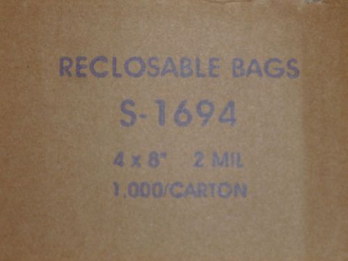 ULINE RECLOSABLE BAGS S-1694 4&#034; X 8&#034; 2 MIL 1,000/CARTON