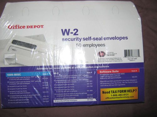 W-2 Security  Envelopes, Laser, 9&#034;x5-5/8&#034; 50/PK,  Self Seal Double Window