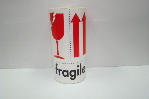 500 Labels of 4x6 Red and Black Fragile THIS SIDE UP ARROW Shipping Rolls