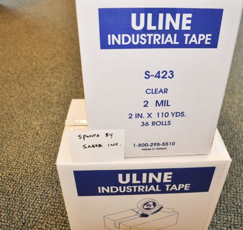 2 Cases of Clear Uline Packing Shipping Box Tape Model S-423 Industrial 2.0 Mils