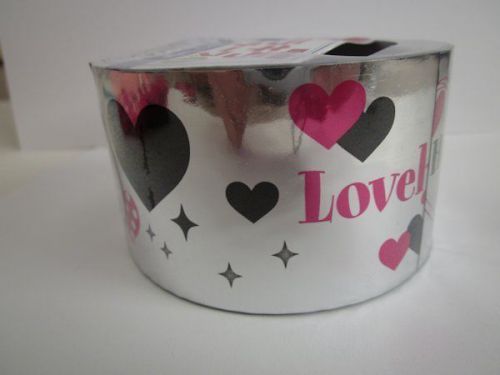 Printed Decorative Craft Tape, Hearts on Silver, Free U.S. Shipping!