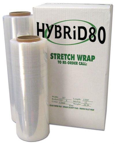 Hybrid80 pluspallet wrap stretch film 15&#034; x 1500&#039; (4 rolls/case) for sale