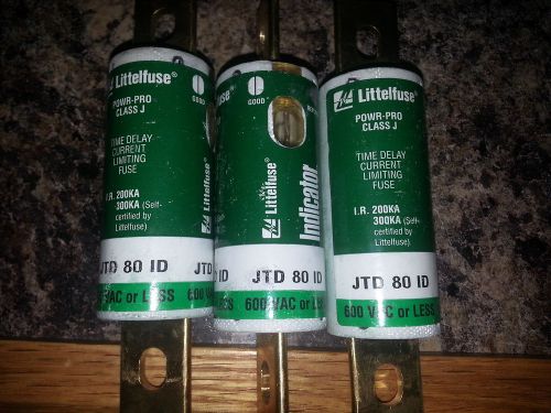 LOT OF 3  LITTLEFUSE JTD 80 TIME DELAY CURRENT LIMITING BRAND NEW