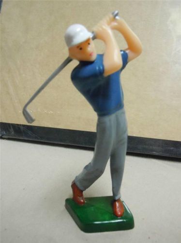 Vintage Plastic 5&#034; Golfing  Swinging Golfer Figure Cake Topper Rare VGC Wilton