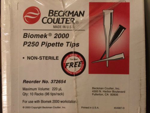 Beckman coulter 372654, biomek 2000, p250 pipette tips, non-sterile, case of 960 for sale