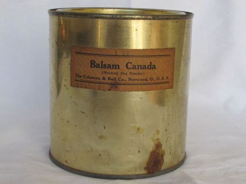 Coleman &amp; Bell Company Balsam Canada Neutral Dry Powder 1 lb Metal Tin Vintage