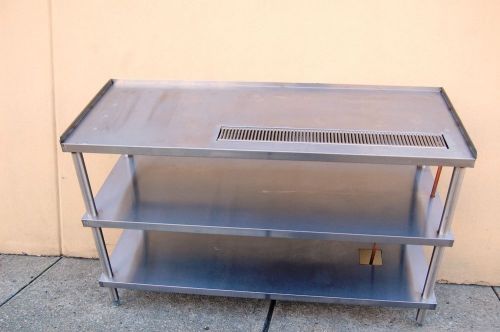 Stainless steel beverage stand/station with drain screen &amp; undershelf 22&#034; x 59&#034; for sale