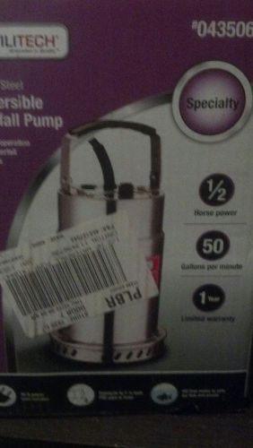 NEW IN BOX Utilitech Stainless Steel Submersible 1/2 HP Waterfall Pump # 0435061
