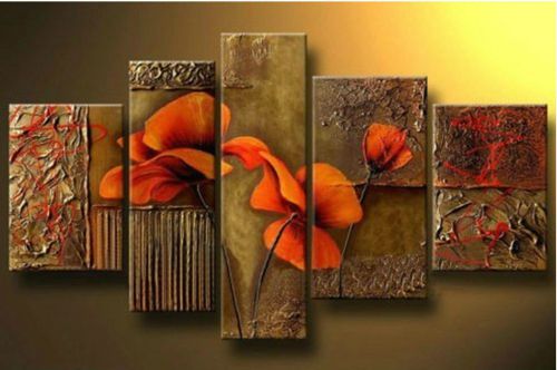 Beautiful 5pc modern abstract huge wall art oil painting on canvas + frame for sale