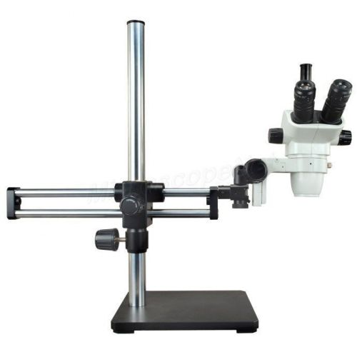 6.7x-45x zoom stereo trinocular microscope with high pillar dual-bar boom stand for sale