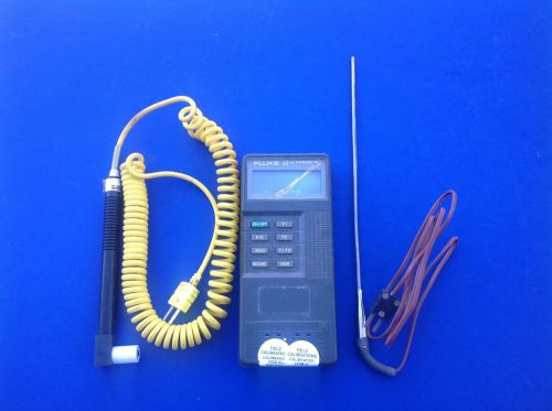 Fluke 52 k/j digital thermometer with 1 surface plate probe and 1 thermocouple for sale